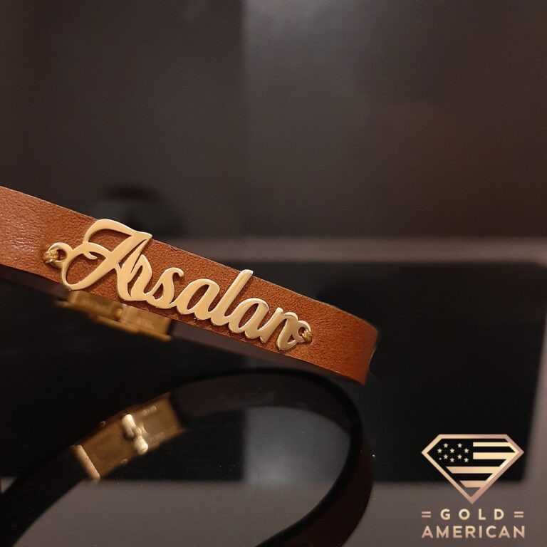 Personalized-Gold-Plated-Leather-Bracelet