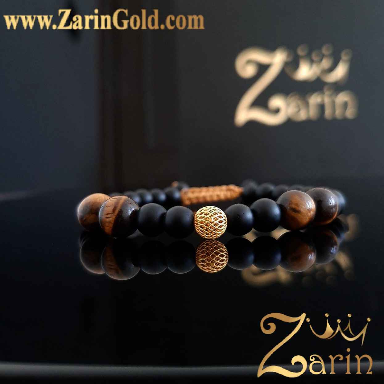 دستبند طلا طرح گوی با سنگ