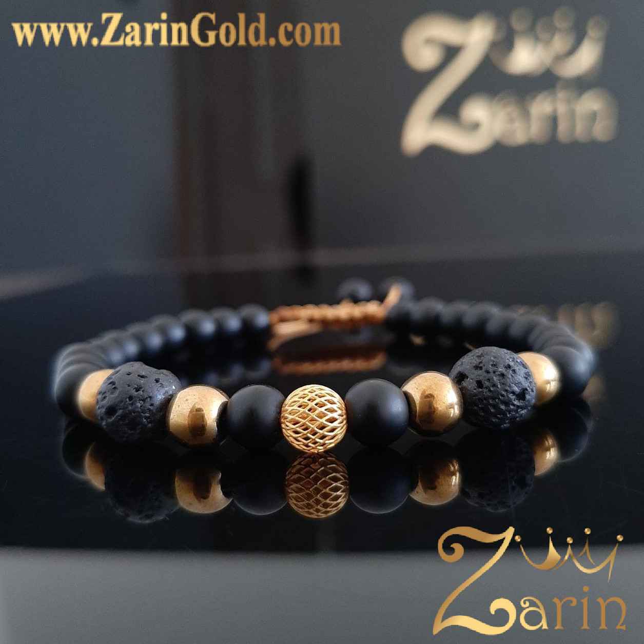 دستبند طلا طرح گوی با سنگ