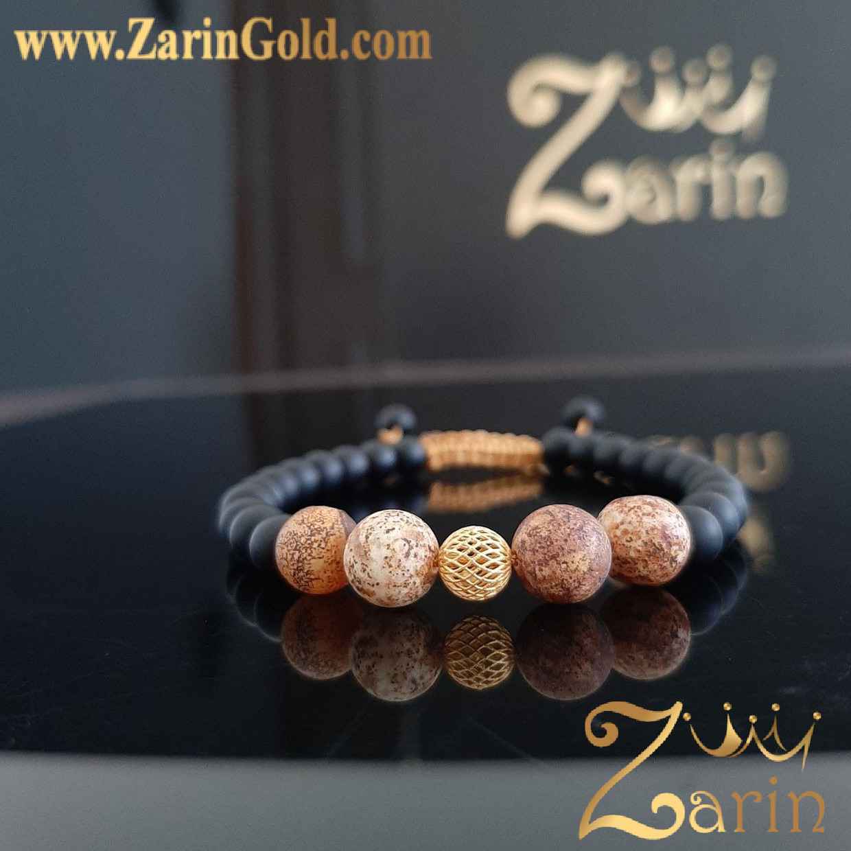 دستبند طلا طرح گوی با سنگ