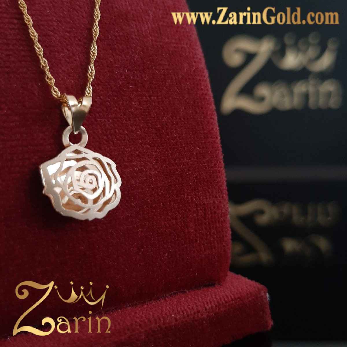 گردنبند سه بعدی طلا طرح گل