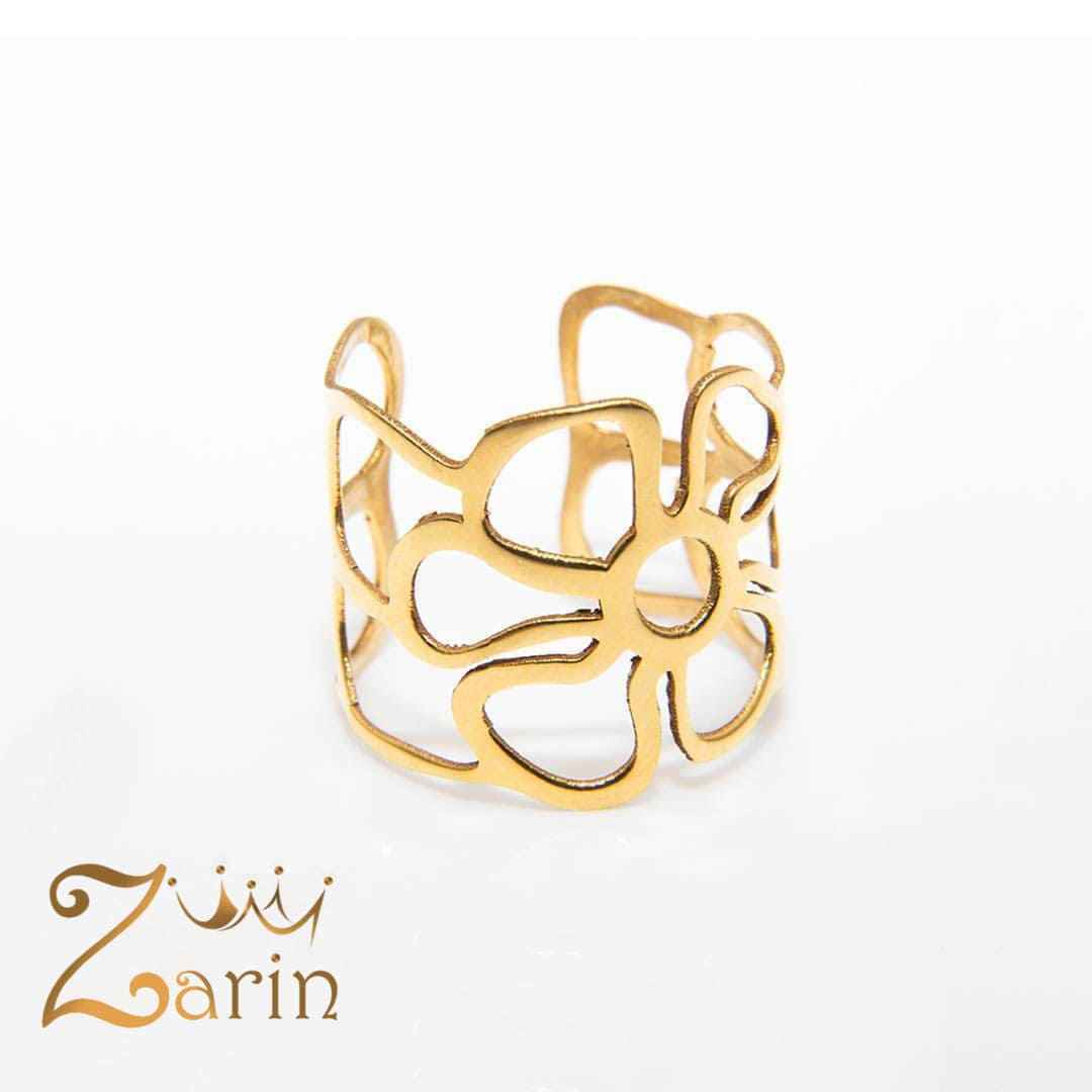 انگشتر طلا طرح گل شش پر لیزری