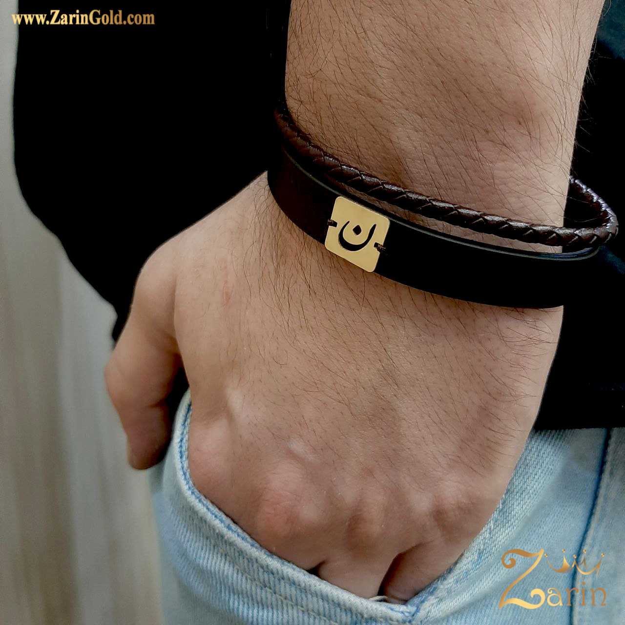 «دستبند طلا مردانه حرف «نون