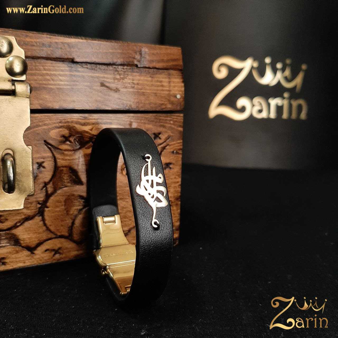 دستبند چرم و طلا اسم دلارام