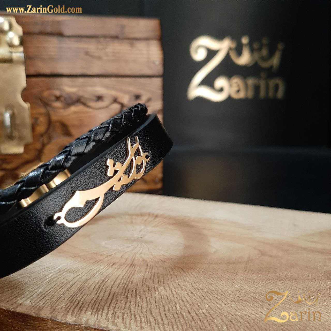 دستبند چرم و طلا با اسم ابریشم 😍🌷