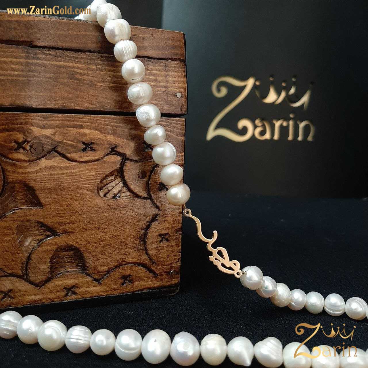 پلاک طلا تک اسم وحید با سنگ مروارید پرورشی اصل