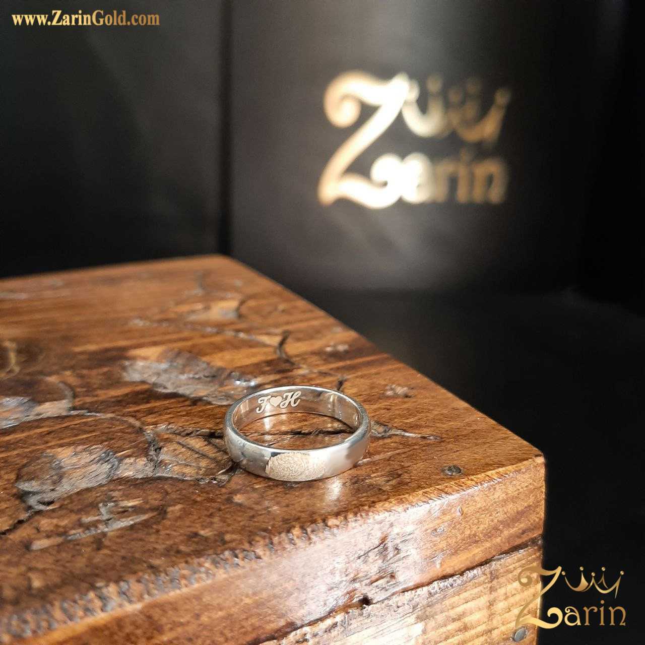 حلقه طلا کلاسیک با حک اثر انگشت