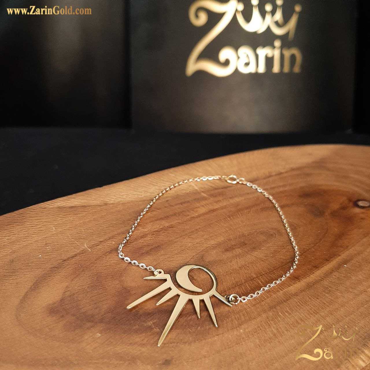 دستبند طلا زنانه طرح ماه و خورشید