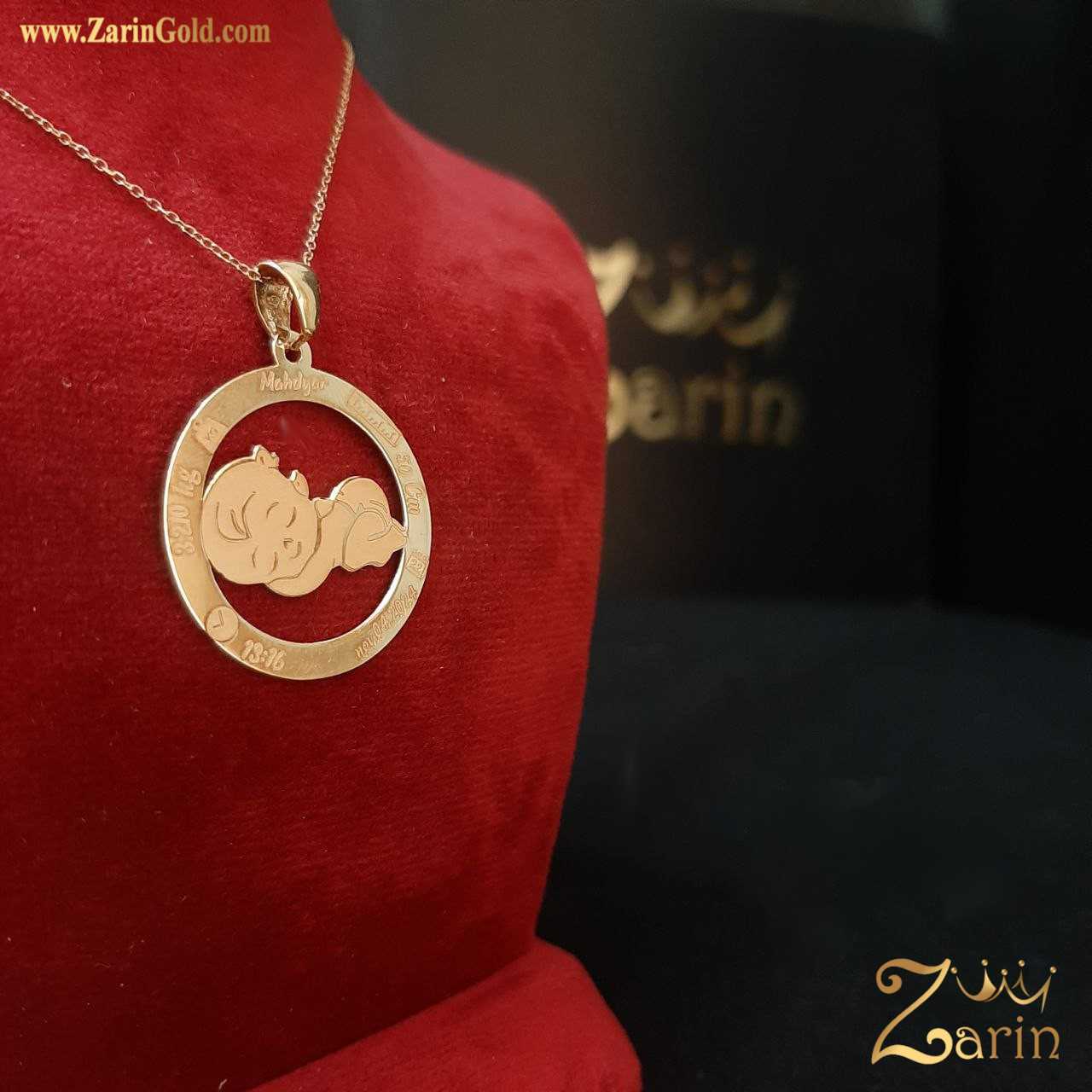 پلاک طلا طرح نوزاد با حک اسم سفارشی مهدیار 👼🥰