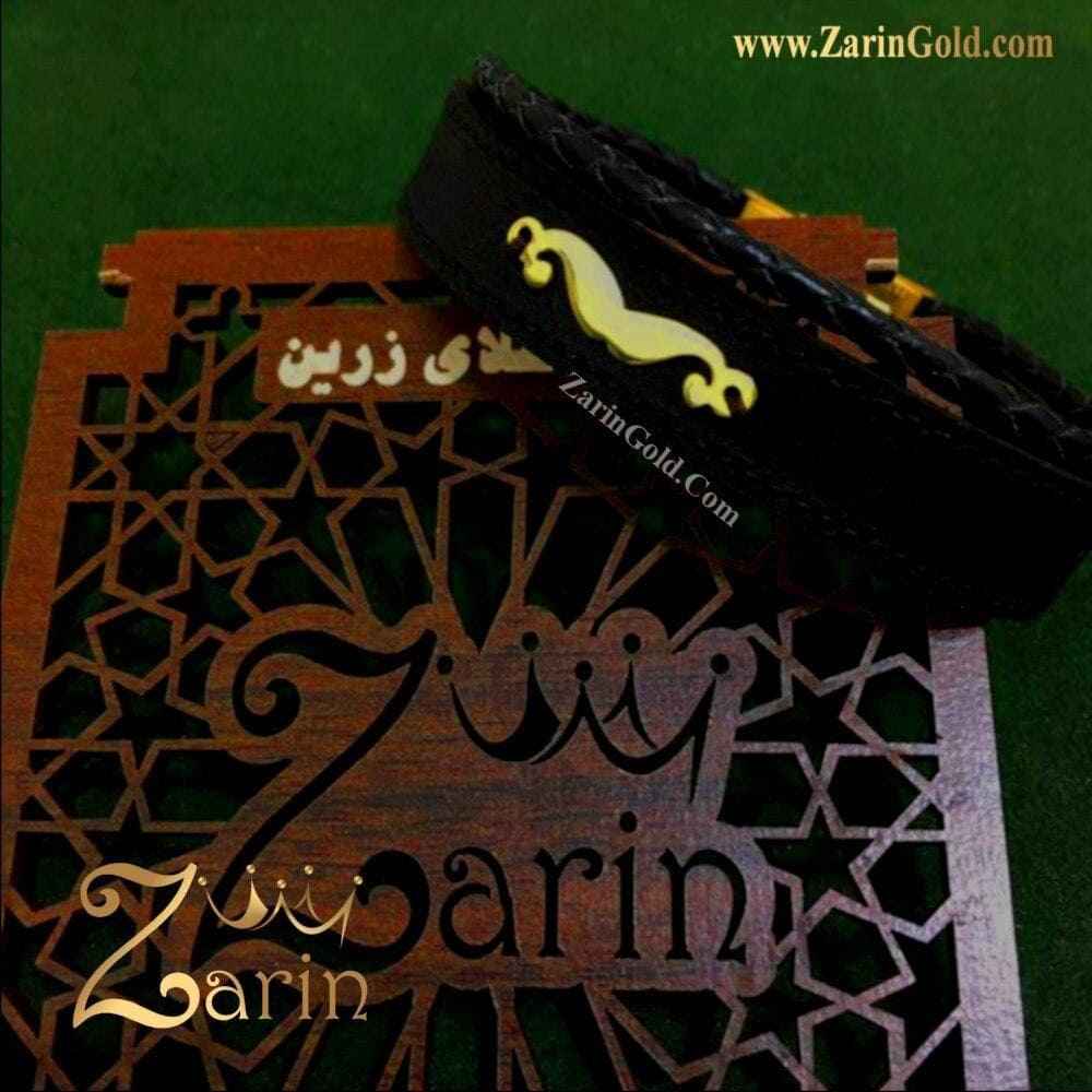 دستبند چرم و طلا طرح خاص